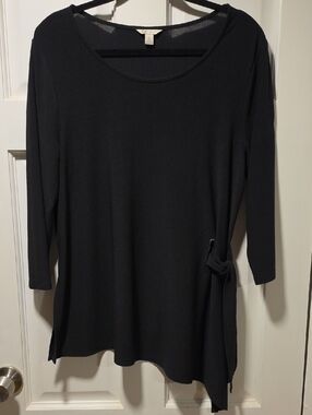 Cato Black Scoop-Neck Blouse with Side Tie